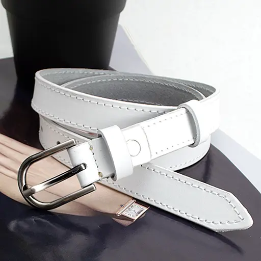 Ремень женский кожаный SF-2006 (130 см) белый узкий - фото 5