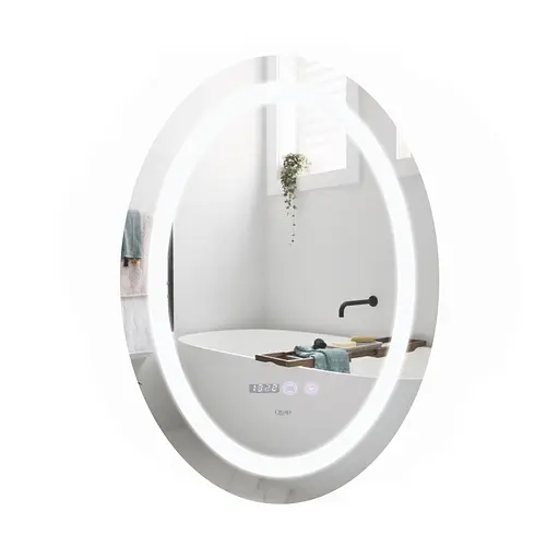Дзеркало Qtap Mideya 500x700 з LED-підсвічуванням Touch, з антизапотіванням, з годинником, диммером яскравості QT2078NCR5070W - фото 1