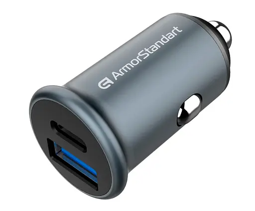 Автомобильное зарядное устройство для ArmorStandart 20 W Type-C+USB (ARM65439) серый - фото 1