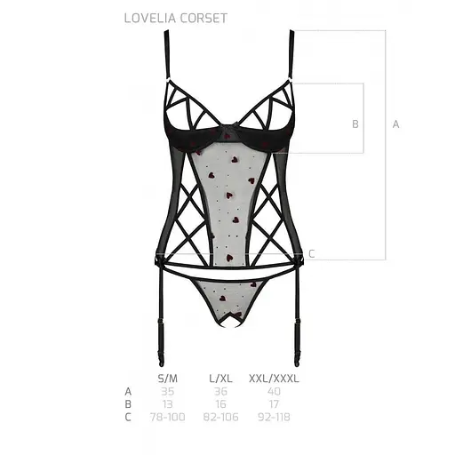 Корсет с подвязками + стринги Passion LOVELIA CORSet black L/XL - фото 6