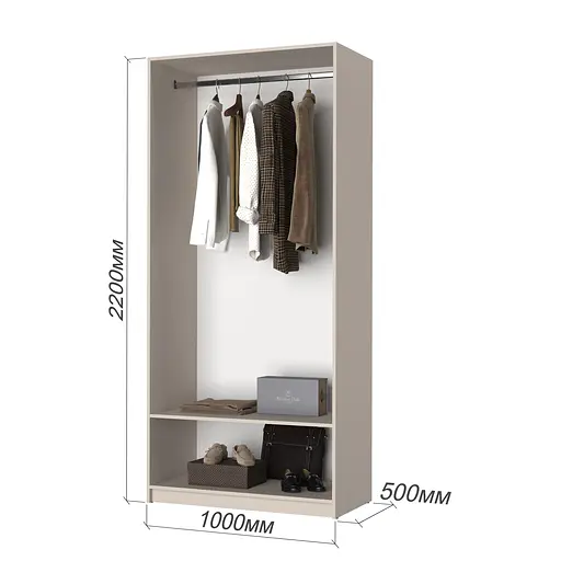 Шафа 2-дверна MebelStar Оскар Gloss BL-B, стандарт 100x52x220 см Дуб рістрето/Латте (MBS-5146) - фото 5