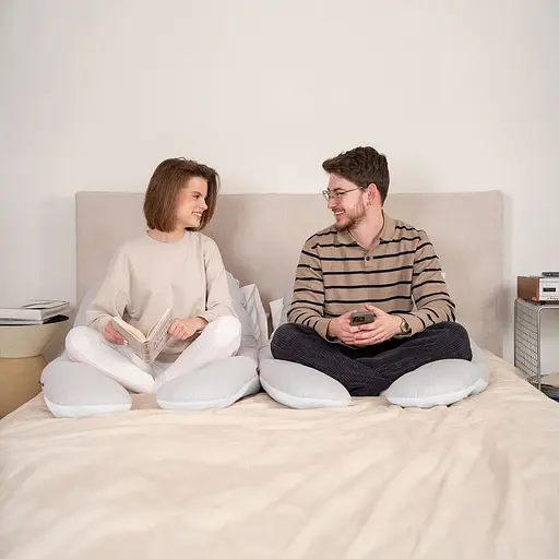 Подушка Sonex U-Shape Antistress для беременных и отдыха П-образная антиаллергенная двухсторонняя 135x68x25 см серая/белая (SO102593) - фото 11