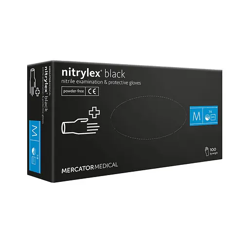 Рукавички Меркатор Медікаль Nitrilex Basic   нітрилові оглядові нестерильні неприпудрені чорні 100шт/уп M 