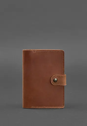 Кожаная обложка для паспорта 3.0 светло-коричневая Crazy Horse - фото 2