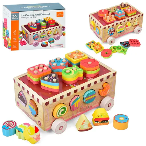 Дерев'яна іграшка Центр розвиваючий MD 0893 сортер, фігурки солодощі