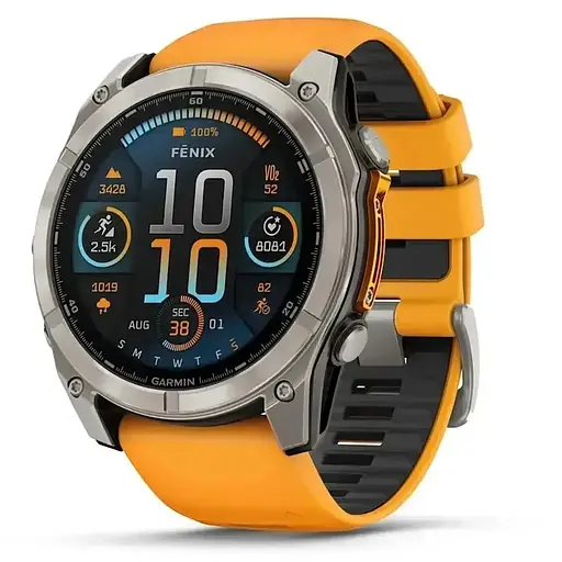 Смарт-часы Garmin Fenix 8 51mm AMOLED Sapphire Graphite DLC Titanium with Spark Orange Silicone 010-02905-53 - фото 1