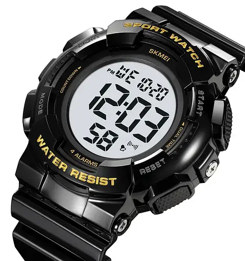 Чоловічий наручний спортивний годинник Skmei 2081 Чорний з золотом /Білий - фото 2