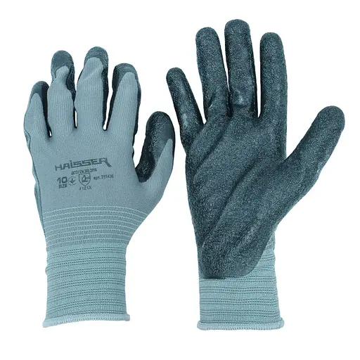 Рукавички поліестер сірі з чорним нітриловим зморщеним покриттям Haisser 211436 (147546) - фото 2