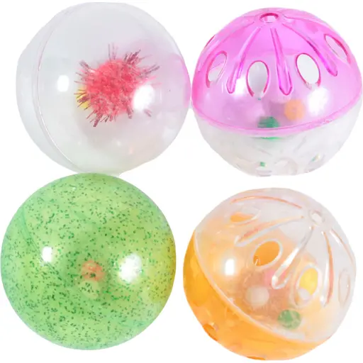 Набір іграшок для котів Fox 4 кольорові пластикові брязкальця  - фото 1