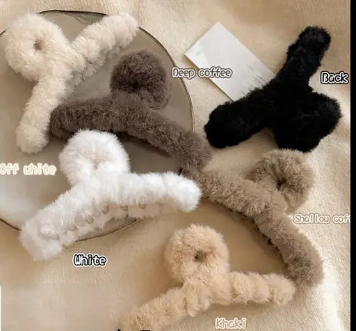 Набір жіночих крабів 11 см для волосся з штучним хутром пружинний затискач 12 шт. Різнокольорові - фото 2