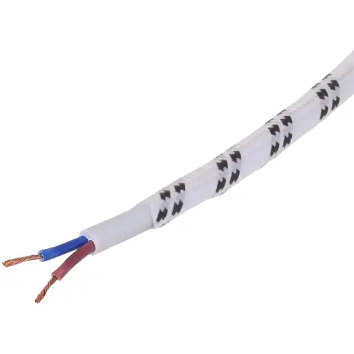 Декоративний кабель Brille IU-2 у тканинному обплетенні 2x0.75 WH/BK (1 м) 42-132 біло-чорний