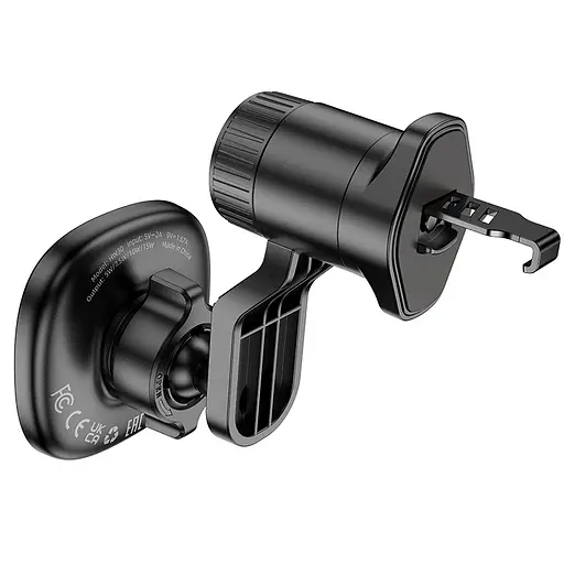 Автотримач для телефона HOCO HW30 Crown magnetic wireless charging car holder (air outlet) Black Metal Gray - фото 5