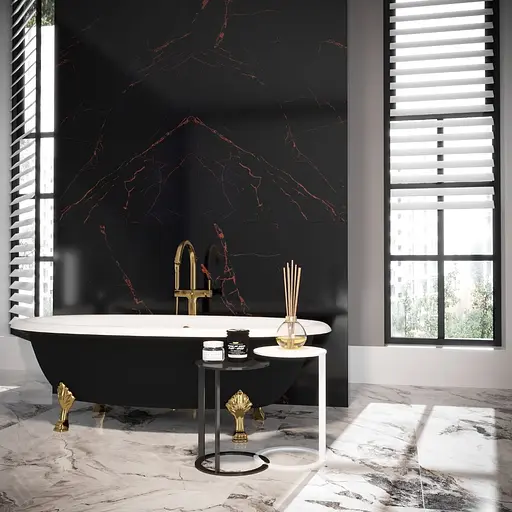 Ванна окремостояча матова Amdcon Olmpa 180x90 чорна з литого каменю золоті ніжки OLMPA_180_nzhk-g_BLACK_MAT Чорний матовий - фото 4