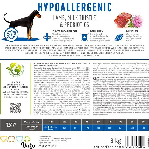 Сухой корм Brit Care Dog Hypoallergenic Adult Large Breed для собак крупных пород, гипоаллергенный с ягненком, 1 кг - фото 9