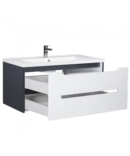 Тумба Мойдодир Paula 100-A з умивальником Cosmopolitan 100 Білий/графіт - фото 5