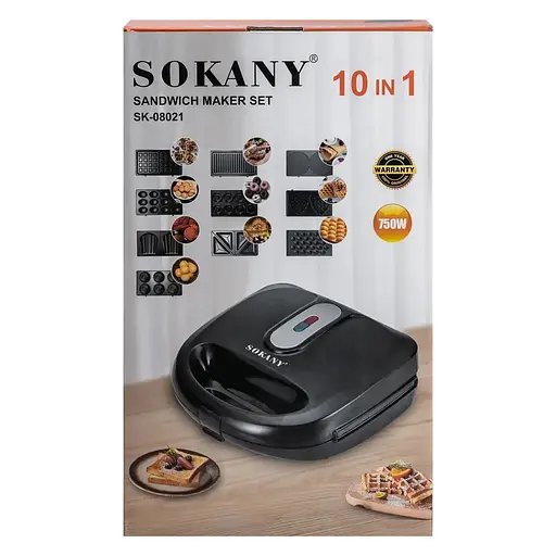 Электрогриль мультимейкер Sokany SK-08021 10в1 со съемными формами 750 Вт - фото 10