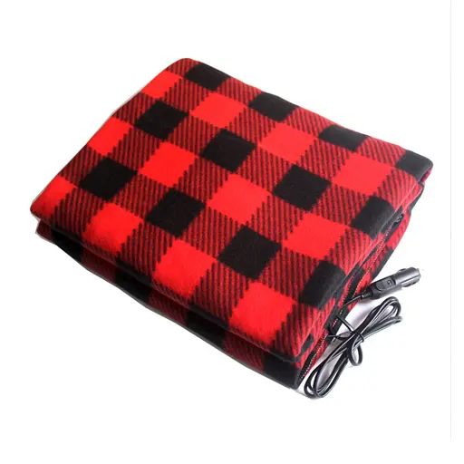 Електропростирадло автомобільне живлення від прикурювача 12V 150х110 см з регулюванням температури Black-red - фото 1