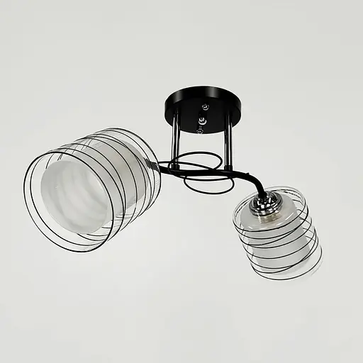 Стельовий чорний світильник на 2 подвійних плафони 50х15 см | Line F | Арт. 6190/2A BK+CH - фото 3