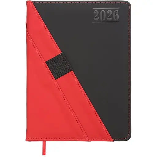 Щоденник датований Buromax Triumph 2026 A5 штучна шкіра/поролон червоний (BM.21104-05)