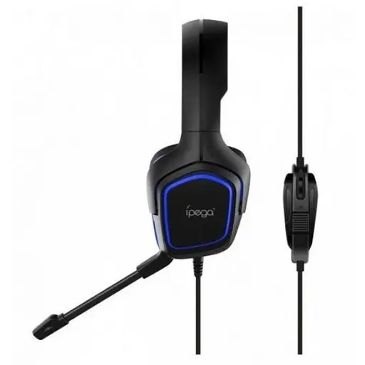 Дротова гарнітура iPega Gaming PG-R006B, 3.5mm, Noice Reduction, black-blue - фото 3