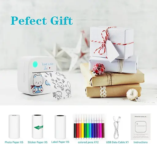 Мини-карманный принтер Mllusxg LX-D2, портативный термопринтер для наклеек, учебный принтер для картинок, фотографий - фото 3