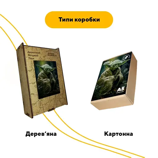 Дерев'яний фігурний пазл Мудрець Йода, А4, Дерев'яна коробка 100 елементів - фото 4