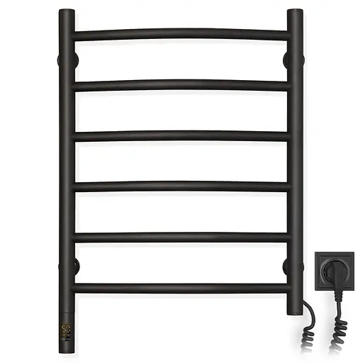 Электрический полотенцесушитель Navin Камелия 480x600 Sensor правая с таймером, черный муар 12-228053-3680, Черный матовый, Правое, Электронный - фото 2