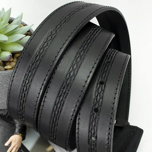 Ремень мужской кожаный батал SF-351 XXL (145 см) черный под брюки и джинсы - фото 7