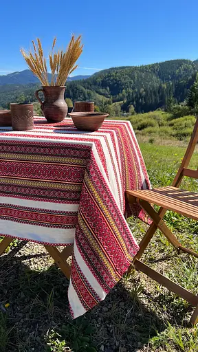 Лляна скатертина з українським орнаментом Грація 150х100 см - фото 5