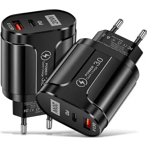 Зарядний пристрій Xiamen USB Type-C Super Charge/Quick Charge 3.0 PD 20W Black (050559) - фото 2