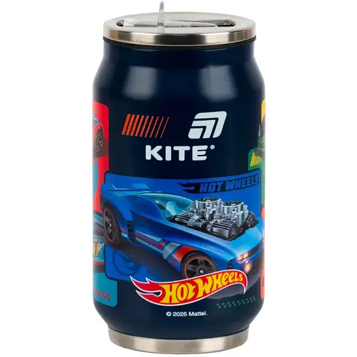Термочашка Kite Hot Wheels з трубочкою 350 мл (HW25-1263) - фото 1