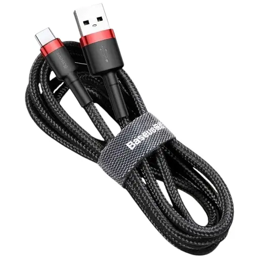 Кабель Baseus Cafule USB - Type-C 3 A 1 м Black-Red CATKLF-B91 - фото 1
