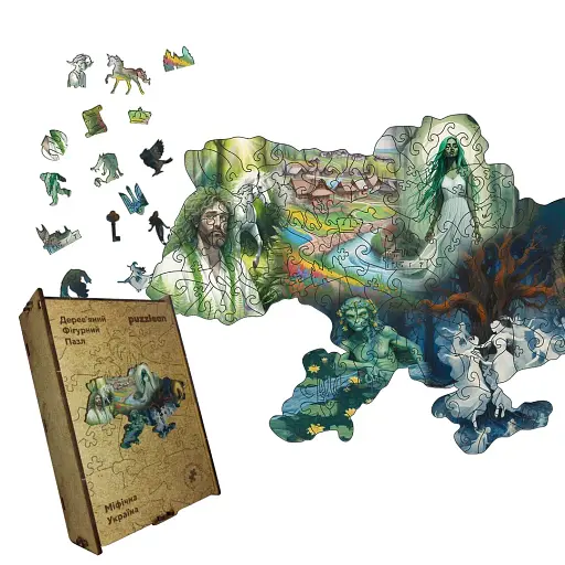 Пазл деревянный Украина Мифическая, А5, Картонная коробка 35 элементов