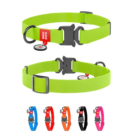 Нашийник для собак водостійкий Waudog Waterproof з QR-паспортом металічна пряжка-фастекс Ш 25 мм Д 34-49 см салатовий - фото 2