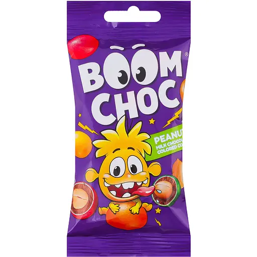 Драже Boom Choc арахіс в шоколаді та кольоровій глазурі 50 г