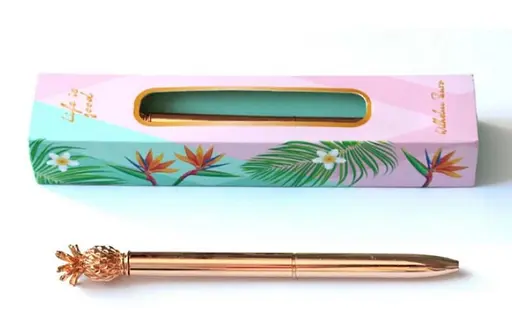 Ручка шариковая подарочная Ананас, розовое золото, синее чернило, поворотная, WB119