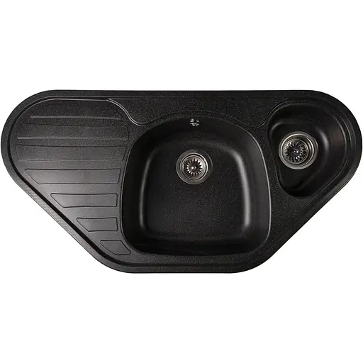 Гранітна кухонна мийка Romzha Elegancia 95B Antracit (902) кутова - фото 1