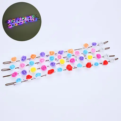 Аксесуар для волосся віночок з квітами, діаметр 19 см, довжина 57 см, світло 3 режими - фото 2