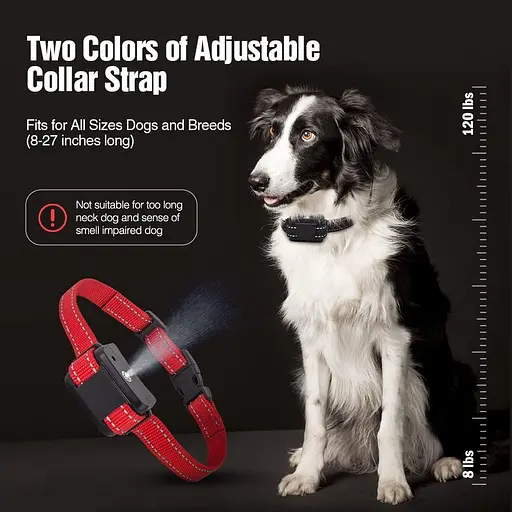 Ошейники для собак против лая Queenmew, ошейники с распылением Auto Citronella для собак, ошейник из коры с двумя ремнями - фото 2