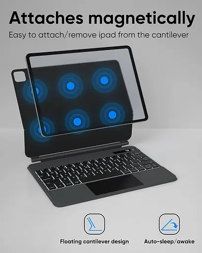 Чохол-клавіатура doqo iPad Pro 11 Magic-Style (11 дюймів, 2021 р.), бездротова клавіатура з трекпадом для iPad Pro 11 дюймів 2021 - фото 2