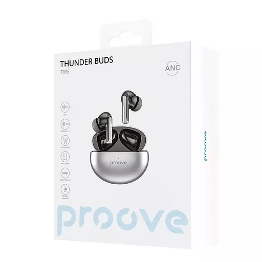 Бездротові навушники Proove Thunder Buds TWS, IPX4, ANC, BT5.3, 40mAh, 300mAh, 4h, grey UA UCRF - фото 7