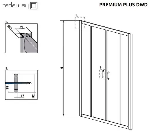 Душові двері Radaway Premium Plus DWD 140 см скло коричневе 33353-01-08N - фото 4