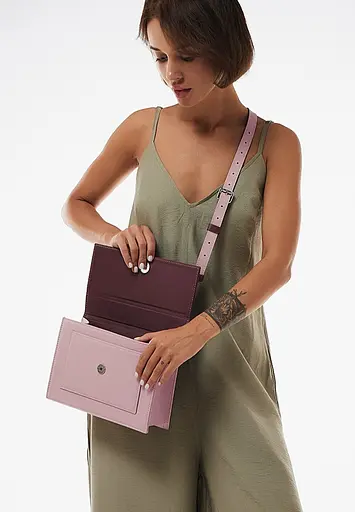Жіноча шкіряна сумка Grace бордовий/рожевий - фото 3