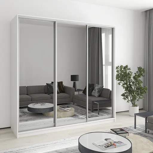 Шкаф-купе трехдверный MebelStar Комбо AL 3 Зеркала 210x45x240 см Аляска белый (MBS-1704)