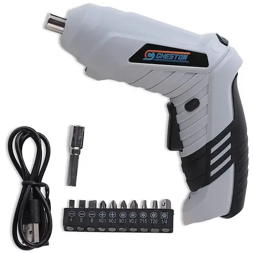 Акумуляторна викрутка Cheston з бітами Живлення від акумулятора (1300 мАч) з 2-позиційною поворотною ручкою