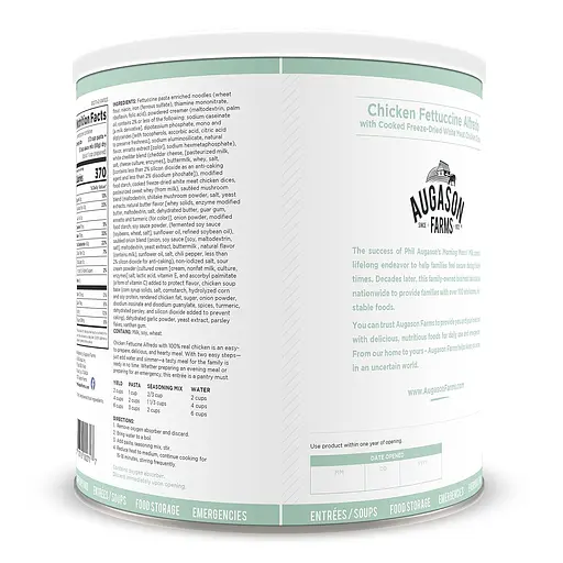 Фетучіні Альфредо зі шматочками курки з великим терміном придатності 25 років Augason Farms, 14 порцій (101109) - фото 2