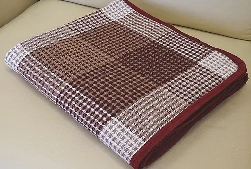 Покривало бавовняне Vladi 170х210 бежево-бордове (1153) - фото 1