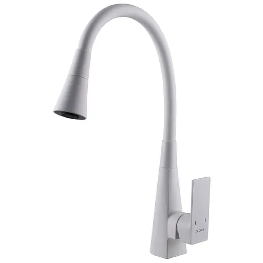 Смеситель для кухни Globus Lux NIAGARA GLN-0203SM-WM однорычажный поворотный латунный с белым матовым покрытием