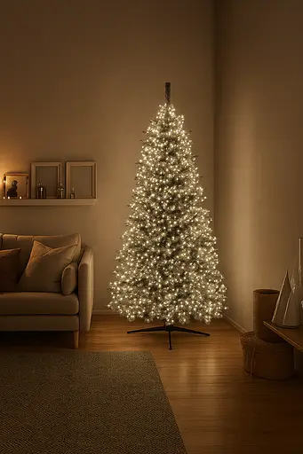 Новорічна гірлянда кімнатна роса Garlando D3000L100MWW 100 м 3000 LED Хвойна лапа білий провід Біле сяйво 