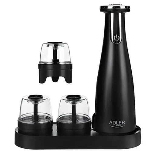 Набор из 3 мельниц для специй, соли и перца Adler AD 4449 на USB black - фото 4